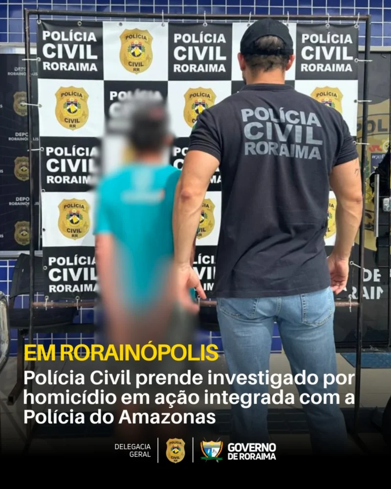 EM RORAINÓPOLIS: Polícia Civil prende investigado por homicídio em ação integrada com a Polícia do Amazonas 1 policiacivilderoraima 1771030952 3832007815167331827 5532320805.webp