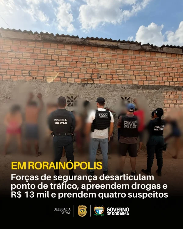 EM RORAINÓPOLIS: Forças de segurança desarticulam ponto de tráfico, apreendem drogas e R$ 13 mil e prendem quatro suspeitos 1 policiacivilderoraima 1771787787 3838356172714380203 5532320805.webp