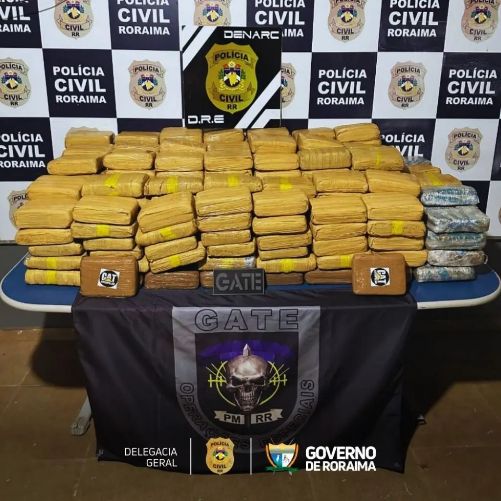 AÇÃO INTEGRADA: Polícia Civil e GATE prendem garimpeiros com 270 quilos de entorpecentes em Boa Vista 1 ACAO INTEGRADA Policia Civil e GATE prendem garimpeiros com 270