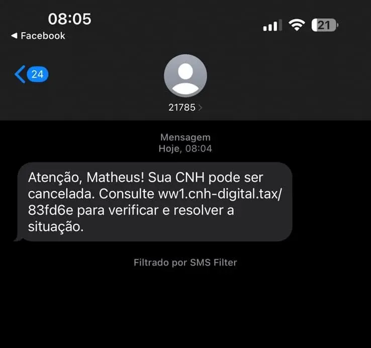 Detran-RR alerta sobre golpe com mensagens falsas de suspensão de CNH 1 Detran RR alerta sobre golpe com mensagens falsas de suspensao de CNH 2