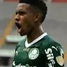 Estêvão comemora gol marcado pelo Palmeiras contra o Sporting Cristal na Libertadores