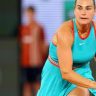 Aryna Sabalenka na primeira rodada de Roland Garros