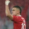 Borré comemora gol do Inter sobre o Bahia em partida válida pela Libertadores