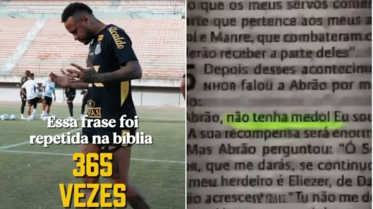 Neymar faz post religioso horas antes de jogo do Santos pelo Brasileiro: 'não tenha medo'