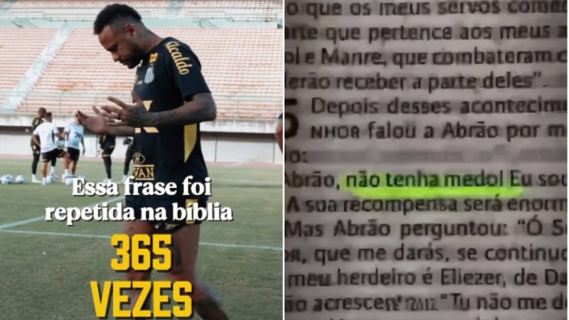 Neymar faz post religioso horas antes de jogo do Santos pelo Brasileiro: 'não tenha medo'