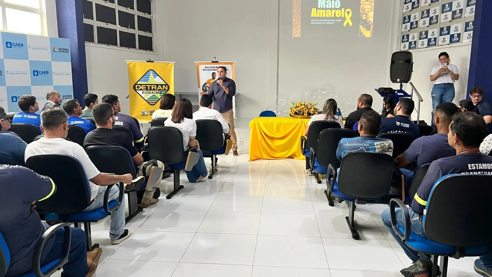 Caer realiza evento sobre prevenção de acidentes de trânsito. 1 Palestra Maio Amarelo Ascom Caer 3