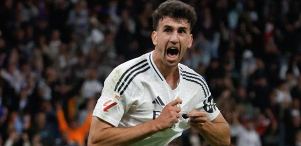 14.maio.2025 - Jacobo Ramón, do Real Madrid, celebra gol sobre o Mallorca em jogo do Campeonato Espanhol