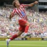 Barrios, do Atlético de Madri, comemora gol marcado contra o Seattle Sounders, pelo Mundial de Clubes