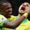 Vini Jr comemora gol do Brasil sobre o Paraguai em duelo das Eliminatórias