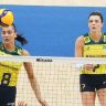 Júlia Kudiess, da seleção brasileira de vôlei, em jogo contra a Sérvia, pela Liga das Nações