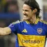 Cavani comemora gol do Boca Juniors sobre o Cruzeiro em jogo da Sul-Americana