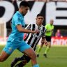 João Basso, do Santos, em ação contra o Botafogo, pelo Brasileirão