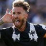 Sergio Ramos, do Monterrey, celebra gol sobre a Inter de Milão em confronto do Mundial