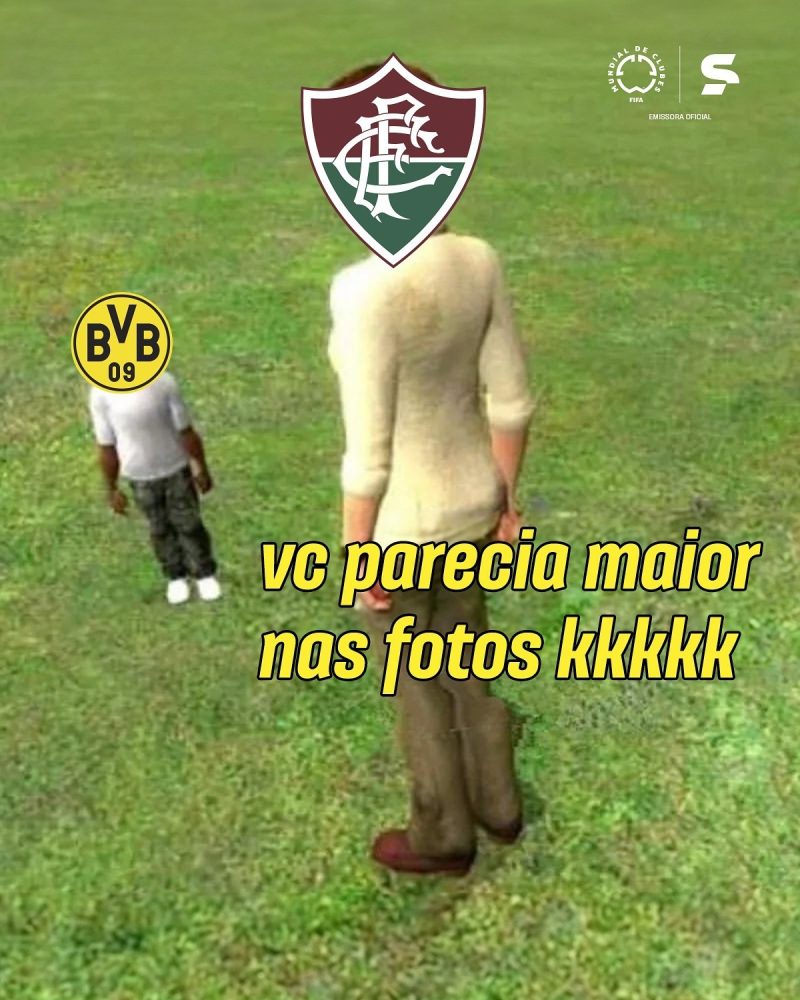 "Você aparentava ser mais alto nas imagens": confira os memes após o jogo do Fluminense contra o Borussia | Fluminense 1 "Você parecia maior nas fotos": veja memes após atuação do Fluminense contra o Borussia | fluminense