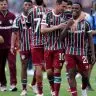 Jogadores do Fluminense celebram vitória sobre o Al-Hilal, no Mundial de Clubes
