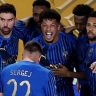 Marcos Leonardo comemora gol do Al-Hilal sobre o Manchester City em jogo do Mundial