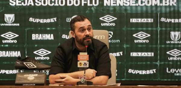 Mário Bittencourt, presidente do Fluminense, em entrevista coletiva