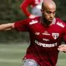 Lucas Moura, durante treinamento no CT do São Paulo.
