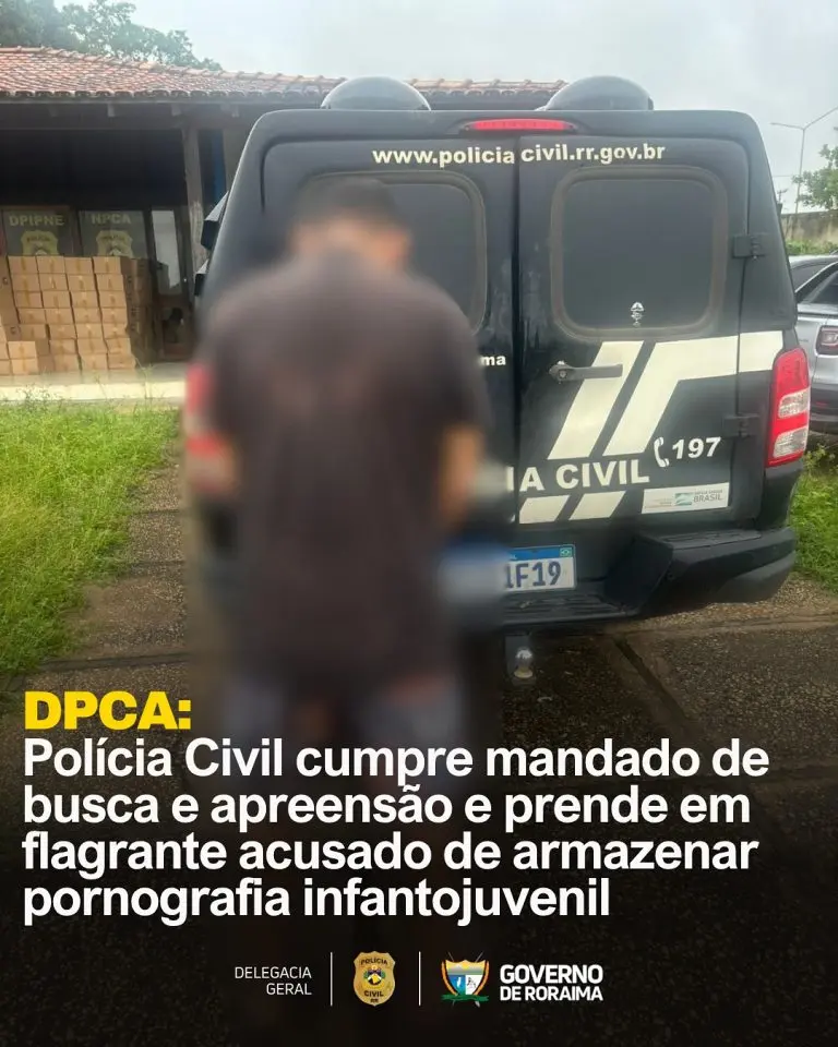 Polícia Civil cumpre mandado de busca e apreensão e prende em flagrante acusado de armazenar pornografia infantojuvenil 2 policiacivilderoraima 521344549 18392501941184806 2288014008639680763 n