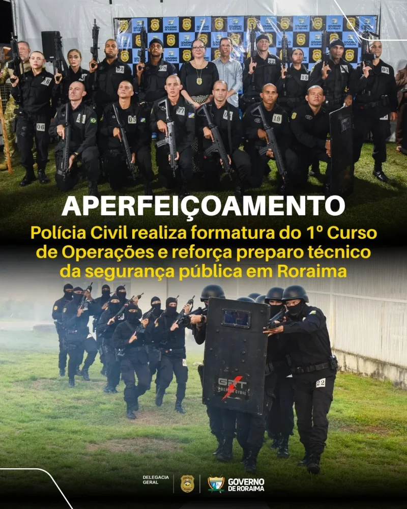 Polícia Civil realiza formatura do 1º Curso de Operações e reforça preparo técnico da segurança pública em Roraima 1 policiacivilderoraima 1760727486 3745576094981499194 5532320805.webp