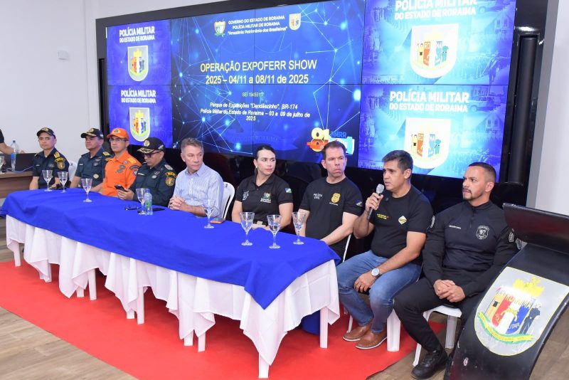 Polícia Civil de Roraima intensifica segurança e inaugura delegacia no Parque Dandãezinho 1 Coletiva de Imprensa sobre estrutura de seguranca da Expoferr Show 2025 Ascom PCRR 2