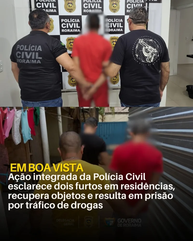Ação integrada da Polícia Civil esclarece dois furtos em residências, recupera objetos e resulta em prisão por tráfico de drogas 1 policiacivilderoraima 1765679280 3787114753056400134 5532320805 1.webp