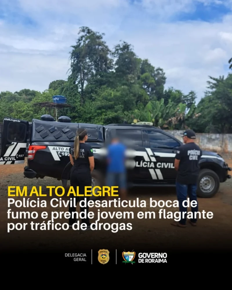 EM ALTO ALEGRE: Polícia Civil desarticula boca de fumo e prende jovem em flagrante por tráfico de drogas 1 policiacivilderoraima 1768611652 3811713271821587277 5532320805.webp