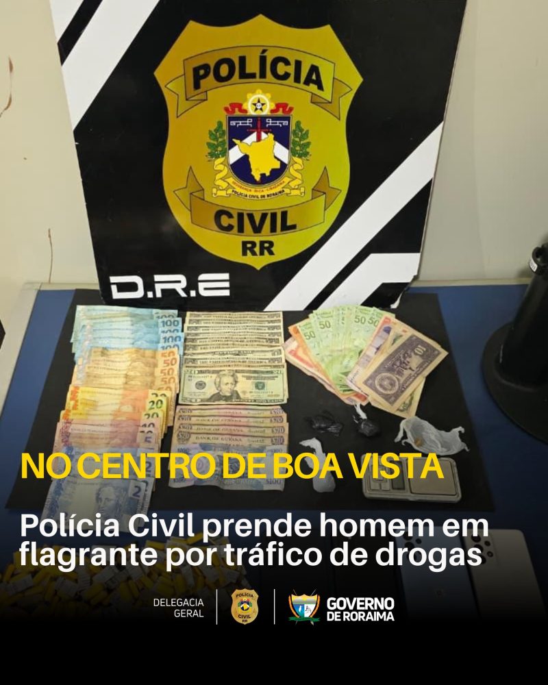 NO CENTRO DE BOA VISTA: Polícia Civil prende homem em flagrante por tráfico de drogas 1 policiacivilderoraima 1772149419 3841390210475717219 5532320805
