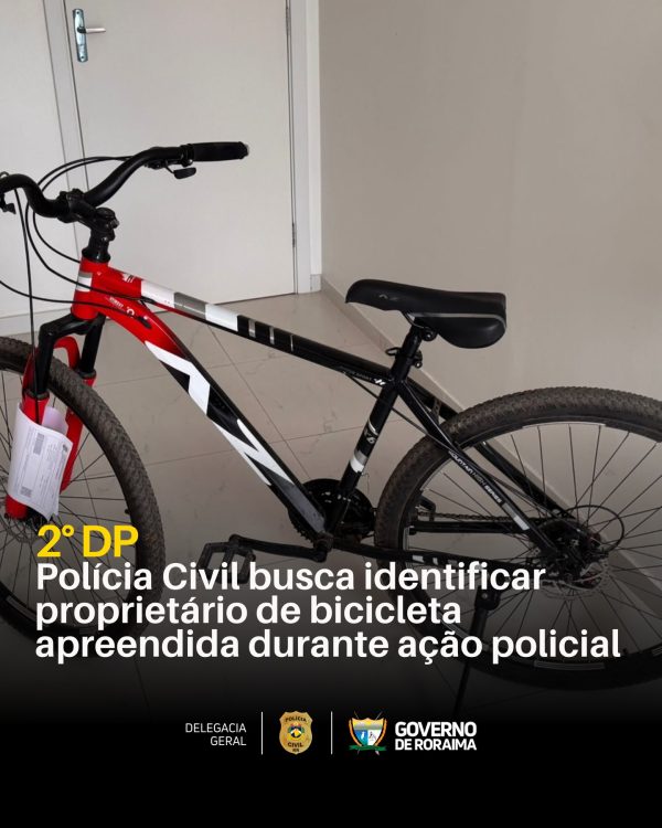 Polícia Civil busca identificar proprietário de bicicleta apreendida durante ação policial 2 policiacivilderoraima 1773341687 3851391181226359219 5532320805 1