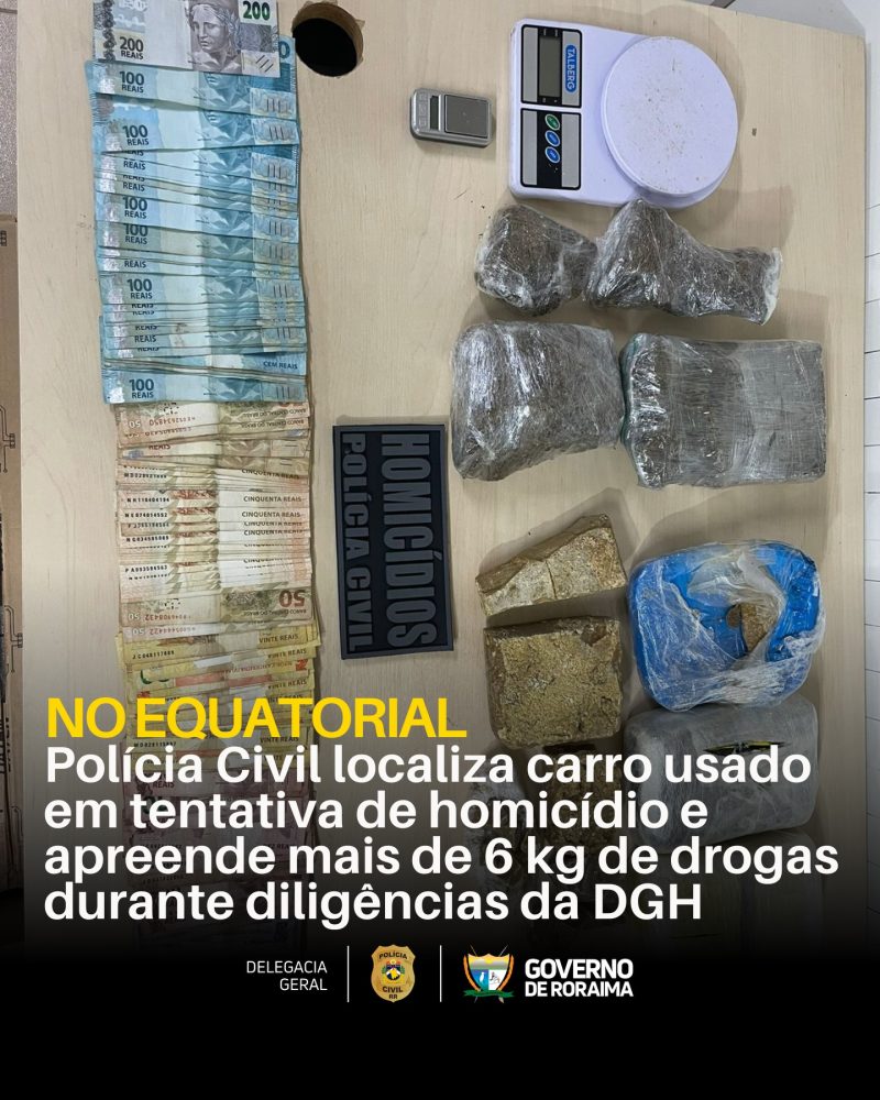 NO EQUATORIAL: Polícia Civil localiza carro usado em tentativa de homicídio e apreende mais de 6 kg de drogas durante diligências da DGH 1 policiacivilderoraima 1773532171 3852988943034319337 5532320805