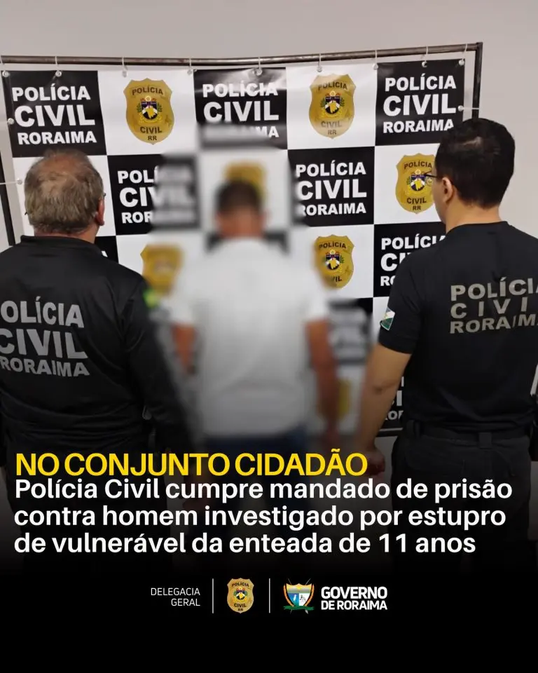 NO CONJUNTO CIDADÃO: Polícia Civil cumpre mandado de prisão contra homem investigado por estupro de vulnerável da enteada de 11 anos 3 policiacivilderoraima 1776890819 3881163164218405663 5532320805