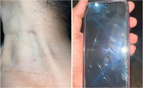Celular da vítima quebrado após ataque em Rorainópolis